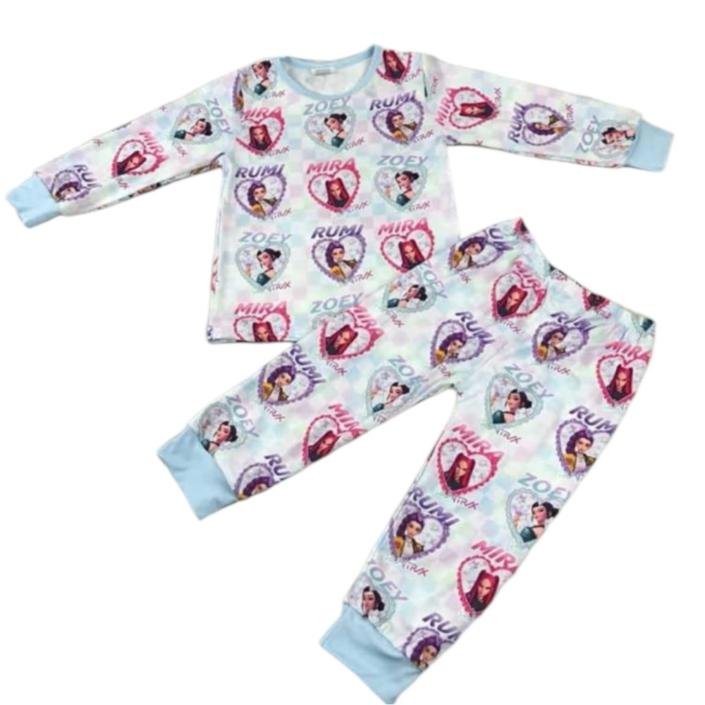 New K-Pop Demon Hunters Huntrix Pastel Print‎ Pajama Set Milk Silk Boutique